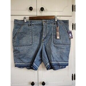 womans Gloria Vanderbilt size 16W blue denim Jean shorts New